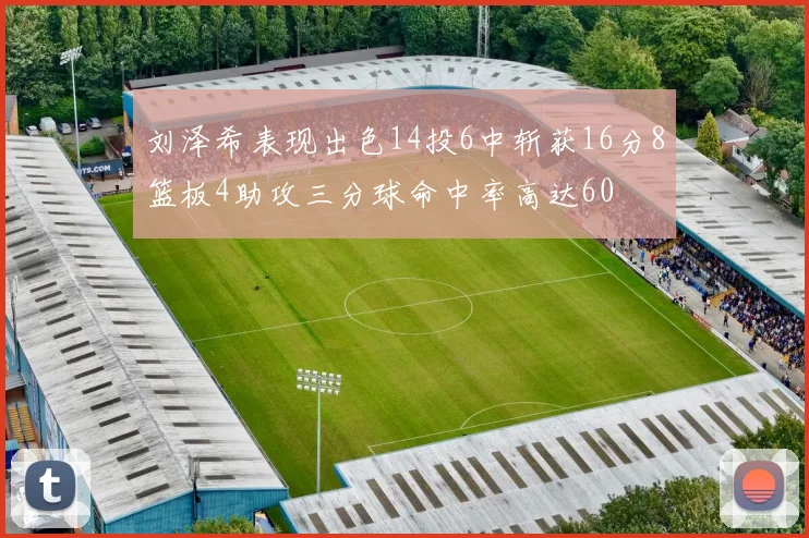 刘泽希表现出色14投6中斩获16分8篮板4助攻三分球命中率高达60